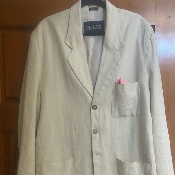 Cezar Ivory Linen Summer Blazer SZ L/Hong Kong/NWOT - Picture 1 of 5